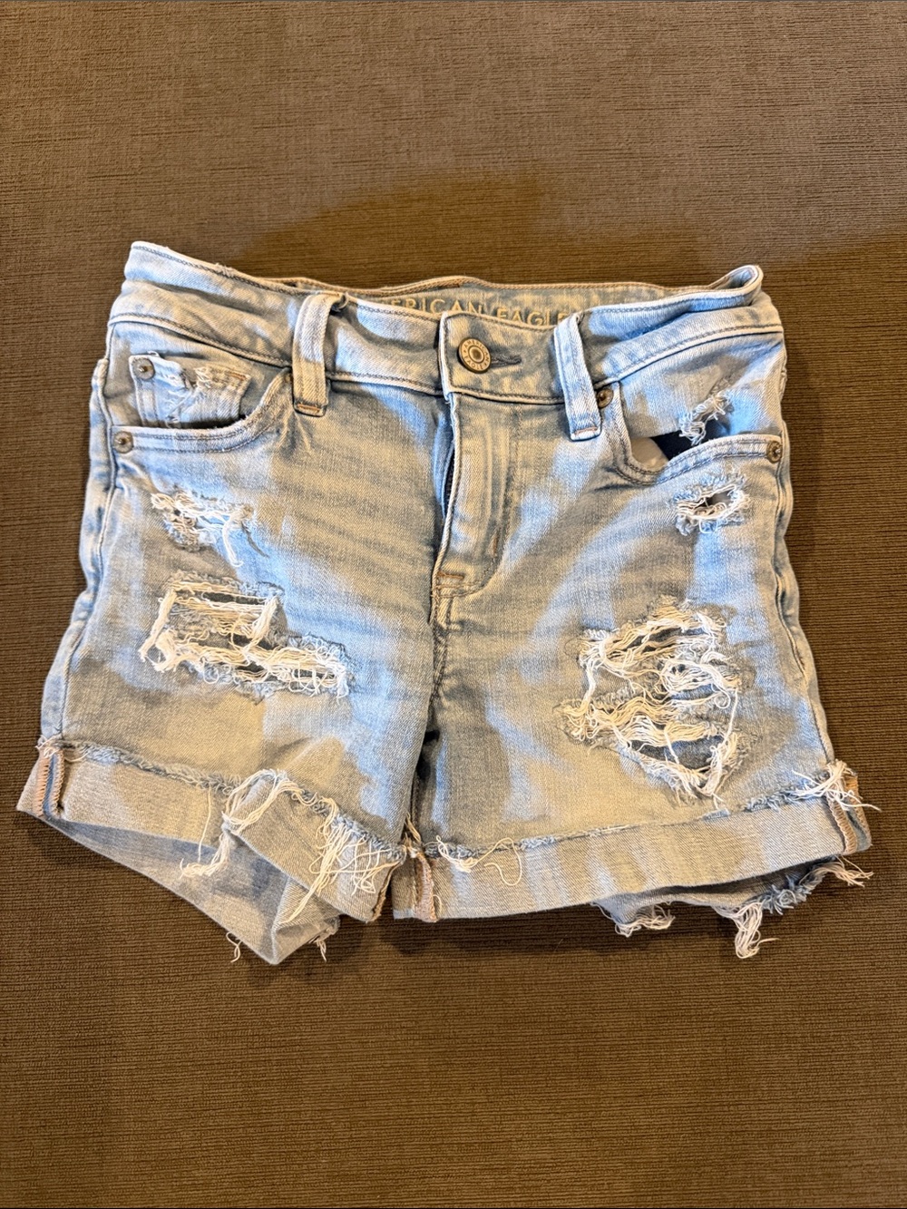 American Eagle Outfitters Light Wash Distressed Denim Shorts